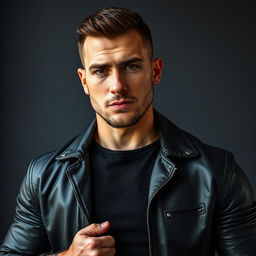 A handsome man with a serious expression, showcasing his confidence