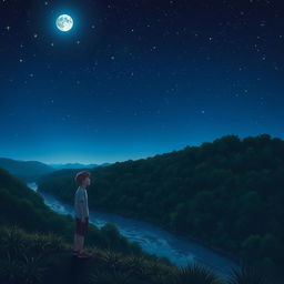 A nighttime scene with a clear starry sky above