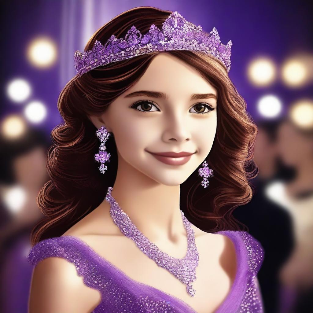 A high-quality digital art image depicts a 14-year-old girl who is a famous actress