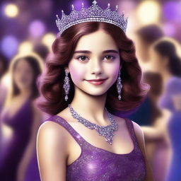 A high-quality digital art image depicts a 14-year-old girl who is a famous actress