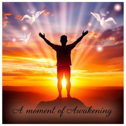 A visually striking poster that encapsulates a profound moment of realization about the existence of a higher being