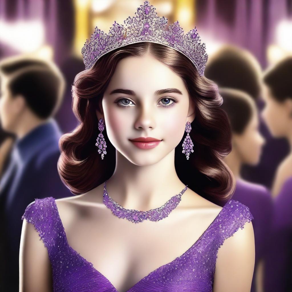 A high-quality digital art image depicts a 14-year-old girl who is a famous actress