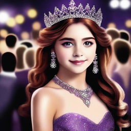 A high-quality digital art image depicts a 14-year-old girl who is a famous actress