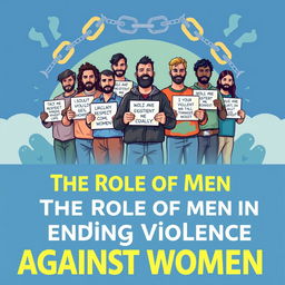 A powerful poster illustrating the theme of "The Role of Men in Ending Violence Against Women"