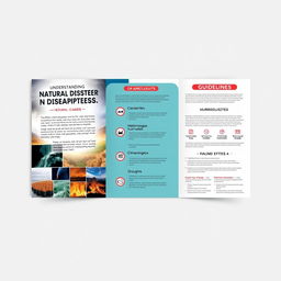 A tri-fold brochure design focusing on natural disasters