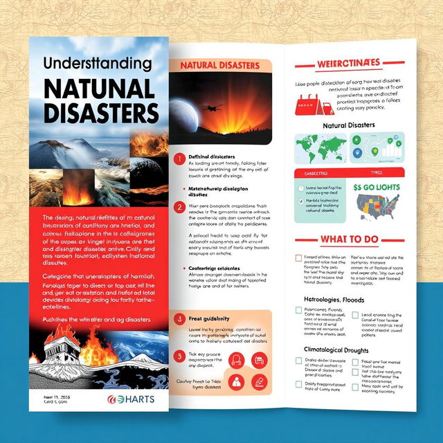 A tri-fold brochure design focusing on natural disasters