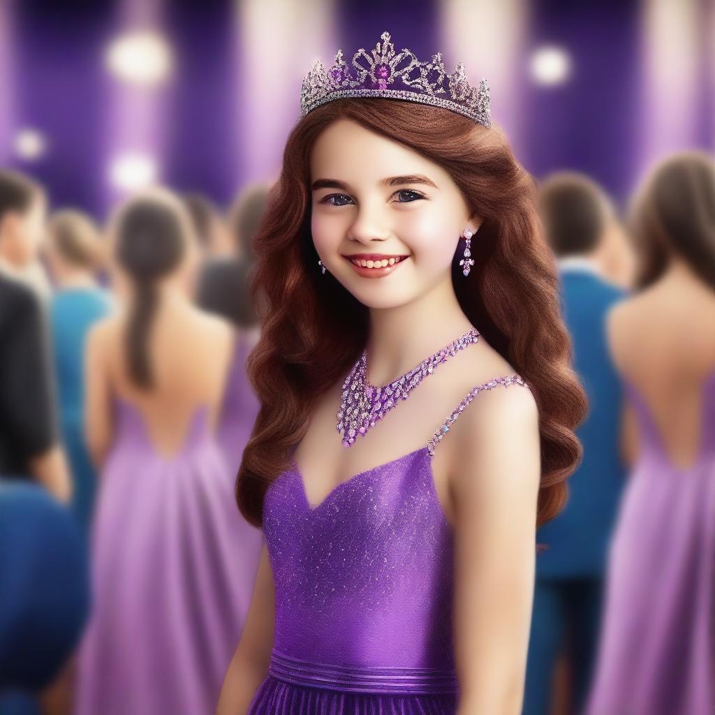 A high-quality, realistic digital art image presents a 14-year-old girl who is a famous actress