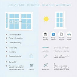 A visual infographic comparing old windows and double-glazed windows