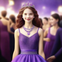 A high-quality, realistic digital art image presents a 14-year-old girl who is a famous actress