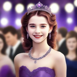 A high-quality, realistic digital art image presents a 14-year-old girl who is a famous actress