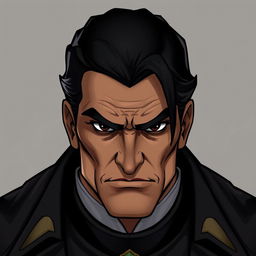 A powerful and serious character portrait inspired by Murad Alamdaar, featuring a strong and solid face that conveys determination and resolve