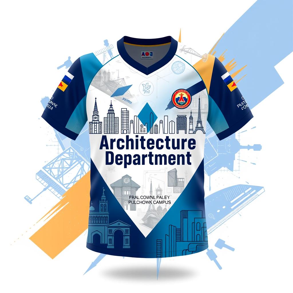 A vibrant and stylish jersey design for the architecture department of Pulchowk Campus, Nepal