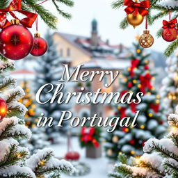A festive Christmas presentation image featuring beautifully decorated elements such as Christmas trees, ornaments, and twinkling lights