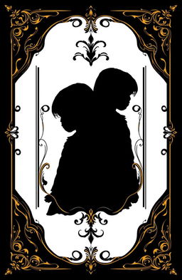 A book cover design featuring a striking black border surrounding a central white area