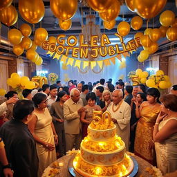 A vibrant and festive scene celebrating a Golden Jubilee