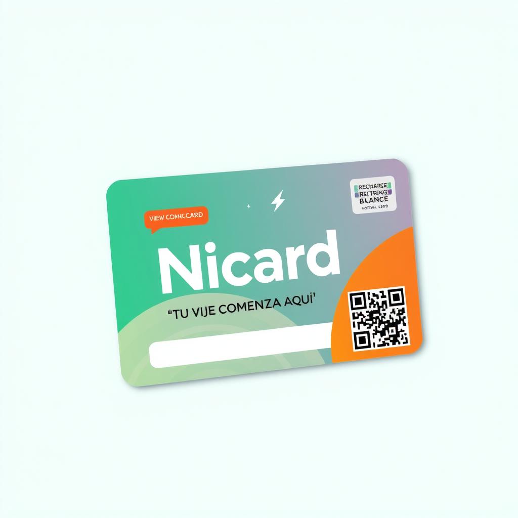 A public transportation card named 'Nicard', featuring a sleek, modern design and vibrant colors