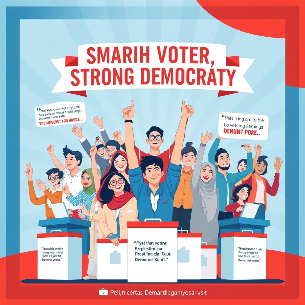 A vibrant and empowering poster with the theme 'Smart Voter, Strong Democracy'