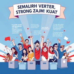 A vibrant and empowering poster with the theme 'Smart Voter, Strong Democracy'