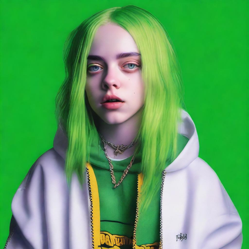 An ultra high quality digital portrait of Billie Eilish