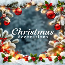 A beautifully designed Christmas-themed presentation image featuring the text "Christmas decorations" in an elegant and festive font