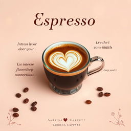 An aesthetically pleasing Instagram poster inspired by the song "Espresso" by Sabrina Carpenter