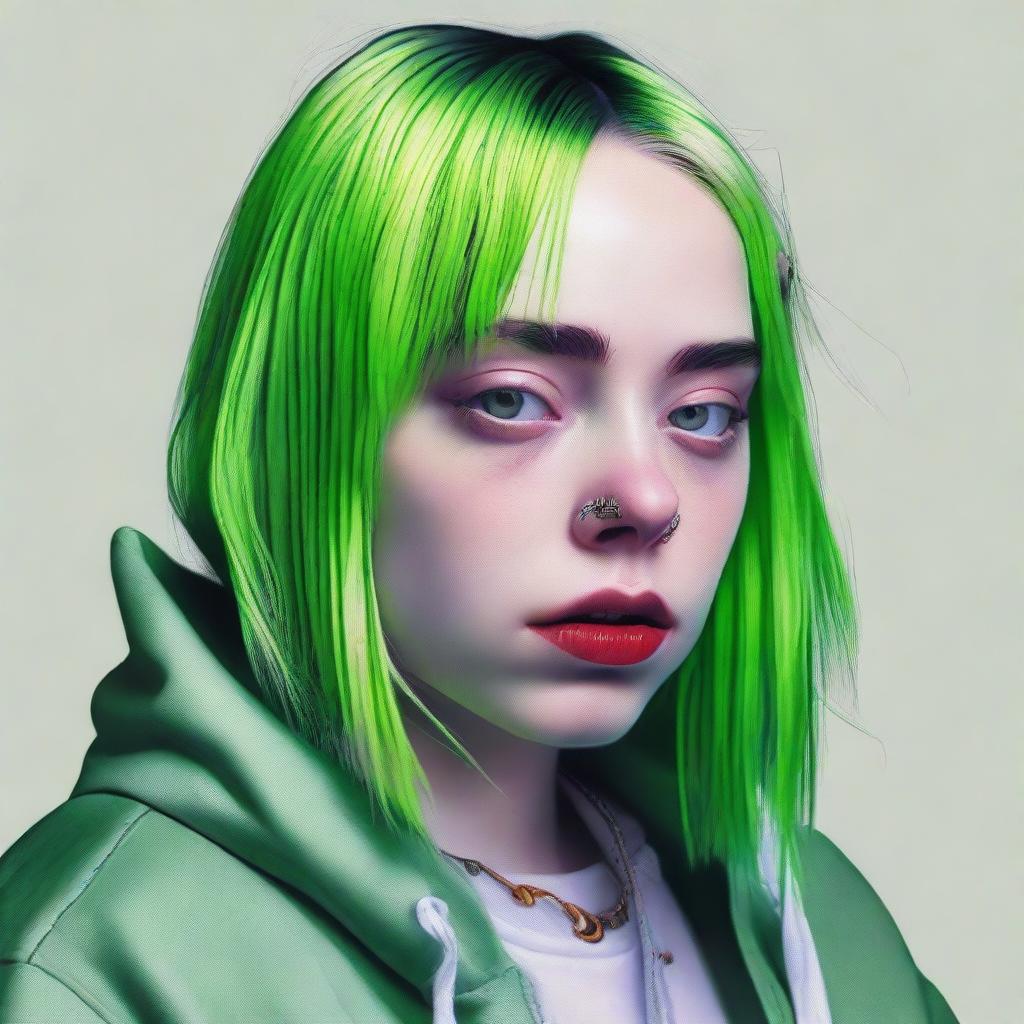 An ultra high quality digital portrait of Billie Eilish