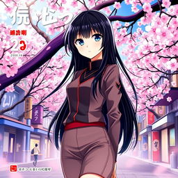 An anime-style manga book cover for a fictional title '出井花: 飛晴への道'