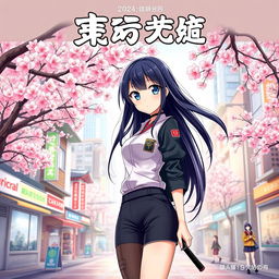 An anime-style manga book cover for a fictional title '出井花: 飛晴への道'