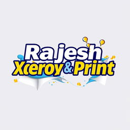A vibrant and eye-catching logo banner design for 'Rajesh Xerox & Print'