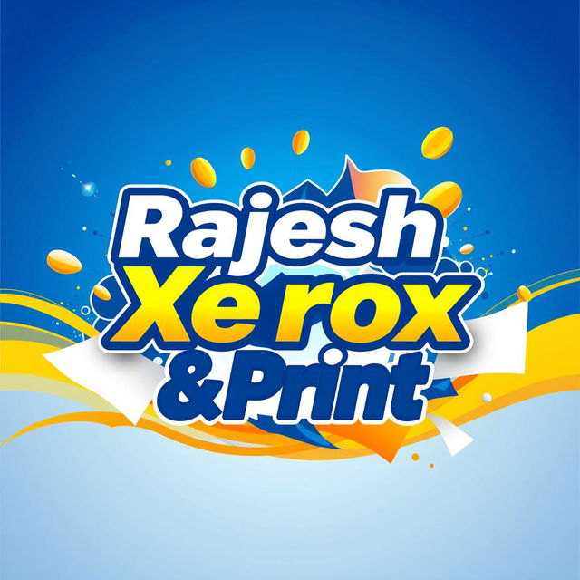 A vibrant and eye-catching logo banner design for 'Rajesh Xerox & Print'