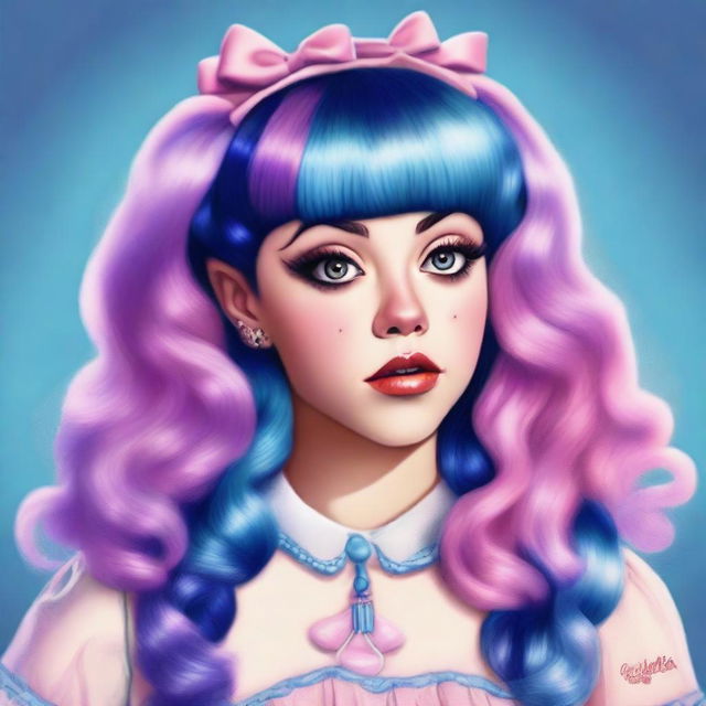 A high-quality digital art image of Melanie Martinez