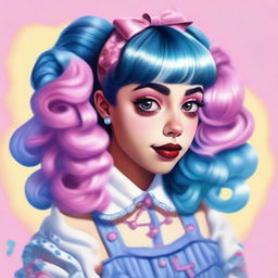 A high-quality digital art image of Melanie Martinez