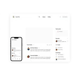 A clean and modern website layout mockup showcasing the following elements: A fixed header with a medium-sized logo positioned in the top-left corner, a search bar centered above the content, occupying 40% of the header's width, and notification & profile icons placed on the top-right corner