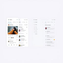 A clean and modern website layout mockup showcasing the following elements: A fixed header with a medium-sized logo positioned in the top-left corner, a search bar centered above the content, occupying 40% of the header's width, and notification & profile icons placed on the top-right corner