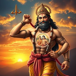 A divine representation of Hanuman Ji, the Hindu deity known for his strength, devotion, and monkey-like features