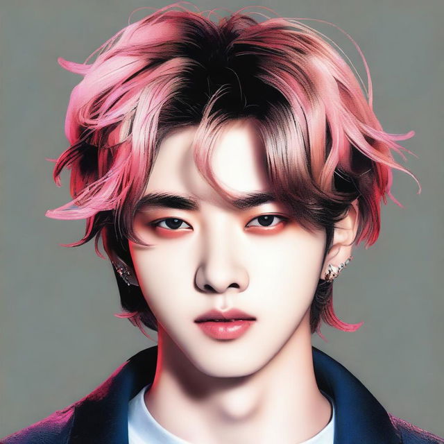 A high-resolution digital art image of Hwang Hyunjin, a member of the South Korean boy band, Stray Kids