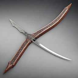 An image of a unique weapon, a bow with a blade