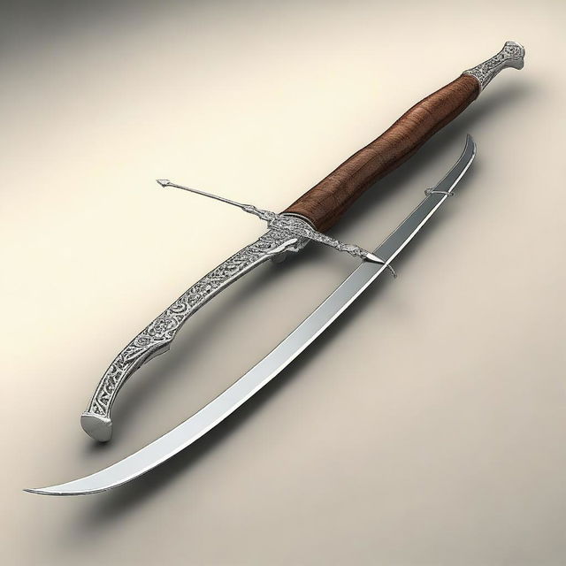 An image of a unique weapon, a bow with a blade