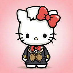 A delightful digital art piece featuring the historical figure James Watt, depicted in the adorable style of Hello Kitty