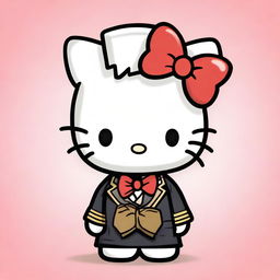 A delightful digital art piece featuring the historical figure James Watt, depicted in the adorable style of Hello Kitty