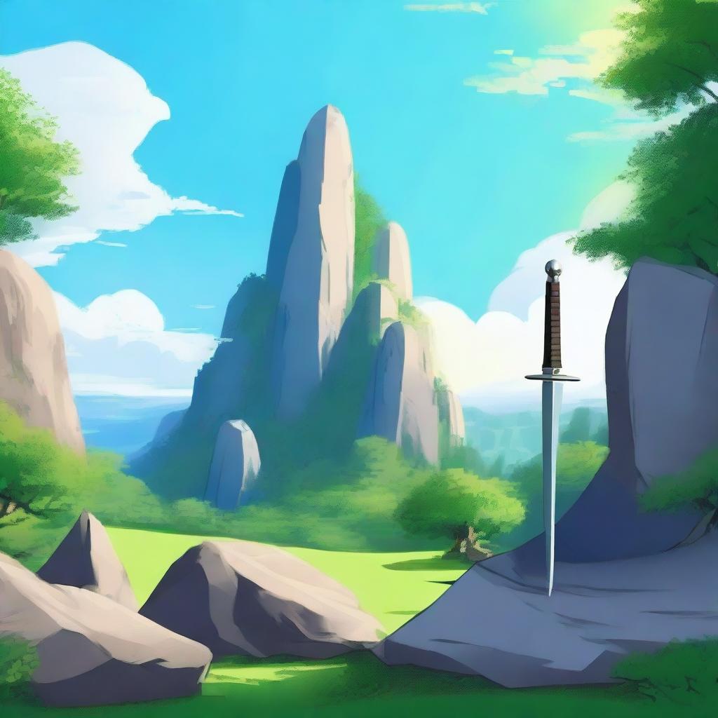 A digital art image depicting a serene landscape