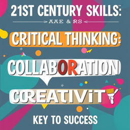 A vibrant and engaging poster titled '21st Century Skills: The Key to Success'