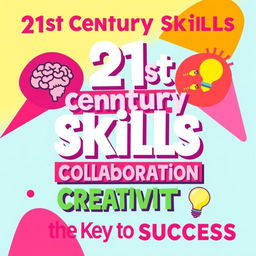 A vibrant and colorful poster design titled '21st Century Skills: The Key to Success'