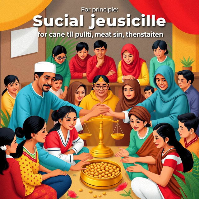 A visual representation of the fourth principle of Pancasila, which emphasizes social justice for all Indonesian people