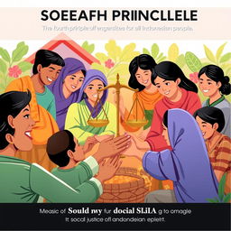 A visual representation of the fourth principle of Pancasila, which emphasizes social justice for all Indonesian people