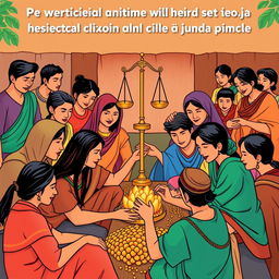 A visual representation of the fourth principle of Pancasila, which emphasizes social justice for all Indonesian people