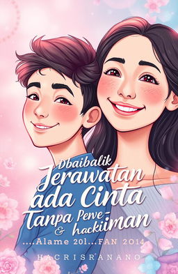 An engaging wattpad cover illustration featuring a young adult couple, where one character has clear skin and the other character has acne, symbolizing love without judgment