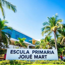 A modern elementary school situated in a vibrant, tropical city