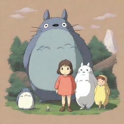 A high-quality digital art piece showcasing a blank character template in the distinct style of Studio Ghibli