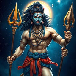 A mesmerizing and powerful figure that is a combination of Mahadev and Hanuman, displayed in a strikingly attractive and muscular form